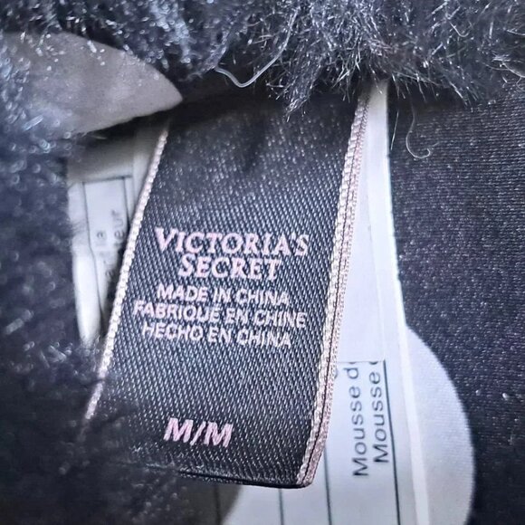 Victoria's Secret Signature Black with White Polka Dot Satin Slippers Sz M (7/8) - Picture 8 of 8